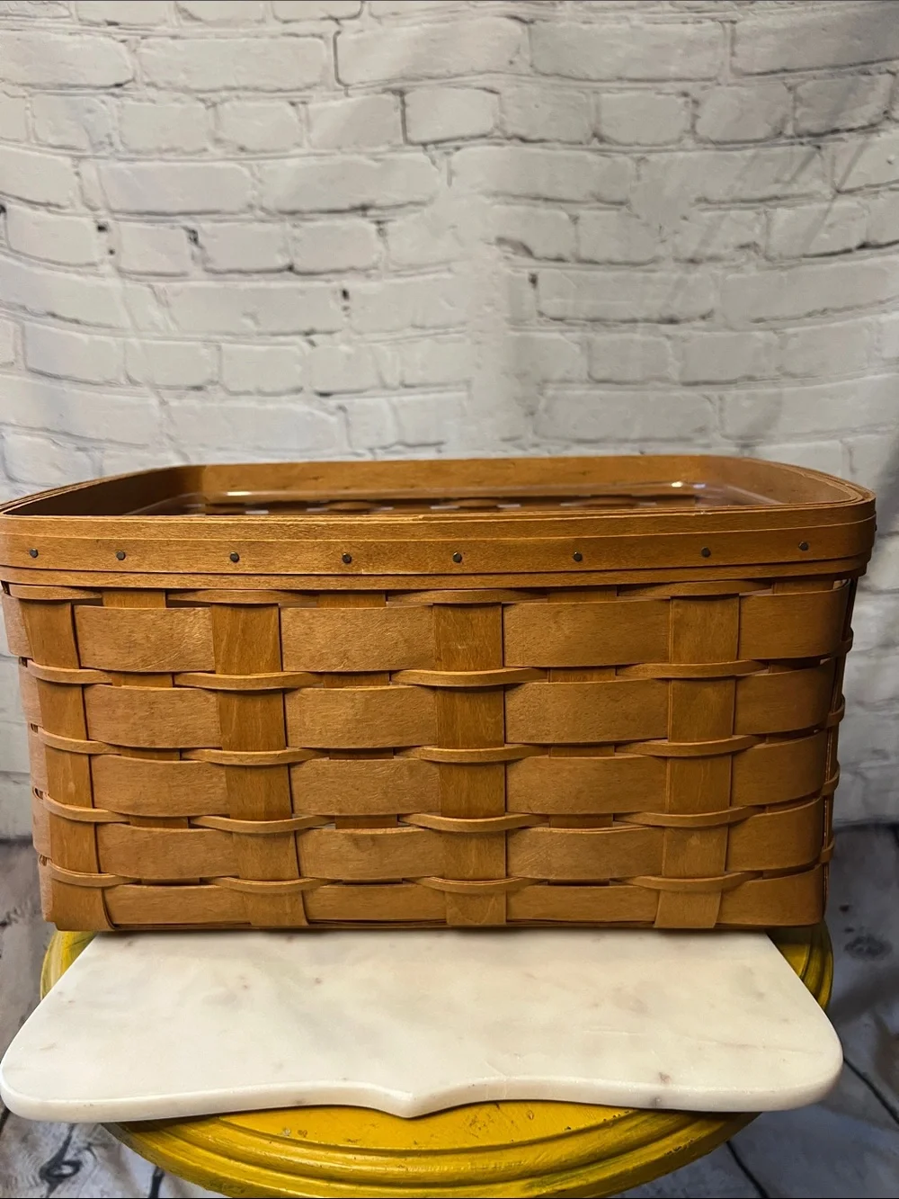 Longaberger 2008 Handwoven large Basket Plastic Protector Liner D-Ring Vintage